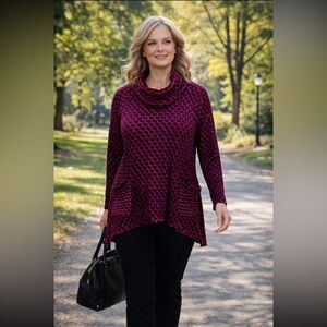 Vintage Joseph Ribkoff Black and Pink Cowl Neck Top Size 8.